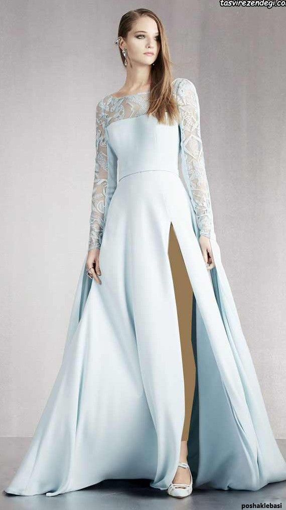 مدل لباس بلند چاک دار گیپور