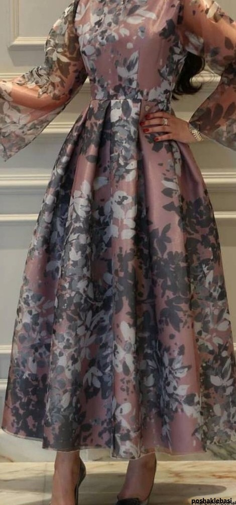 مدل لباس حریر گلدار با ساده