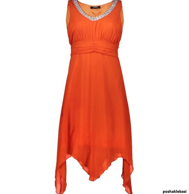 مدل لباس مجلسی کوتاه نارنجی