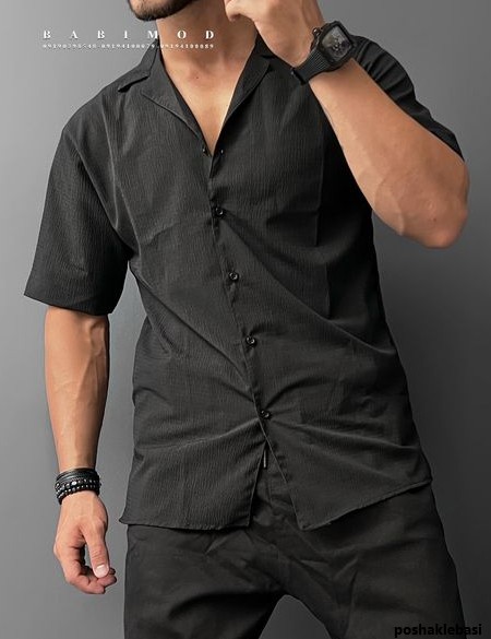 مدل پیراهن مردانه یقه کوبایی