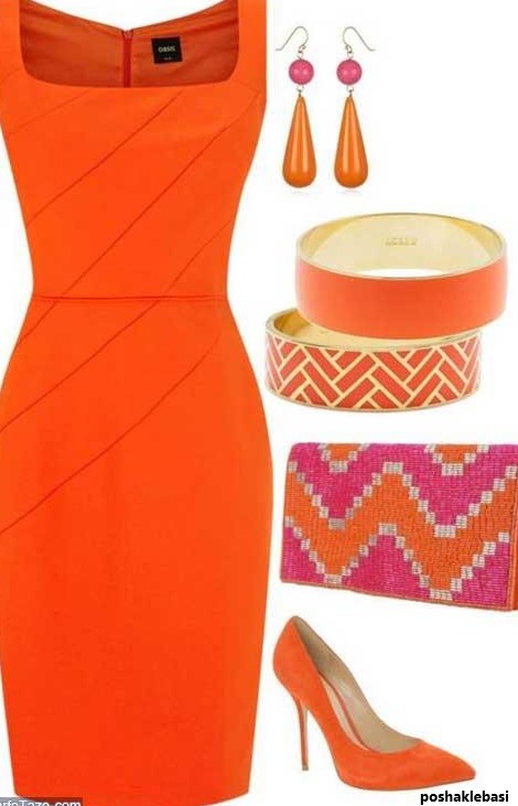 مدل لباس مجلسی کوتاه نارنجی
