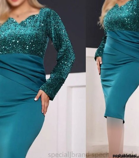 مدل لباس پولکی رنگ سبز