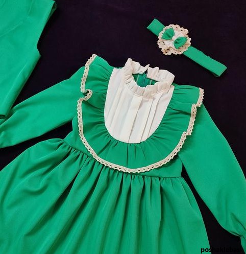 مدل لباس دخترانه سبز رنگ