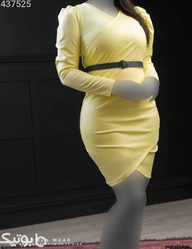 مدل لباس مجلسی حریر زرد رنگ