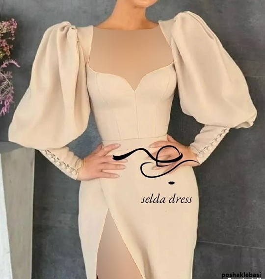 مدل لباس مجلسی گیپور پف دار