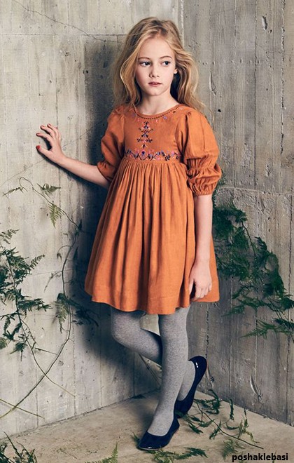 مدل پیراهن دختر بچه با پارچه مخمل کبریتی