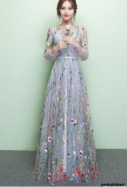 مدل لباس مجلسی دخترانه با تور ادامسی