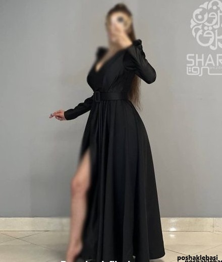 مدل لباس مجلسی بلند یقه باز