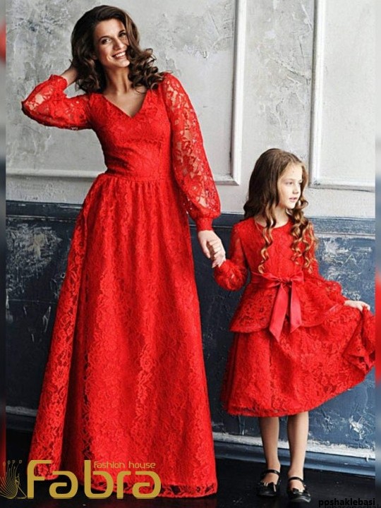مدل لباس مجلسی مخمل مادر و دختر