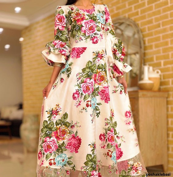مدل لباس با دو رنگ پارچه