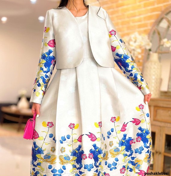 مدل لباس با دو رنگ پارچه