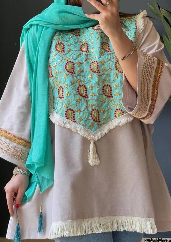 مدل لباس با پارچه طرح سنتی