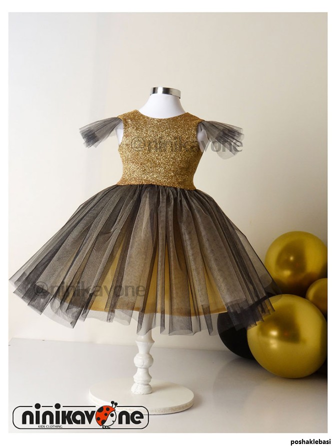 مدل لباس مجلسی لمه رنگ طلایی