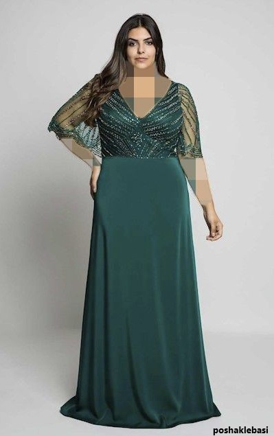 مدل لباس مجلسی بلند با پارچه لمه برای افراد چاق
