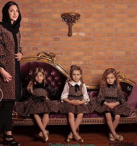 مدل لباس مجلسی مخمل مادر و دختر