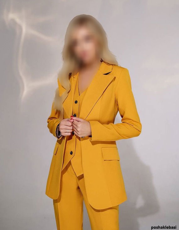 مدل کت شلوار زرد زنانه
