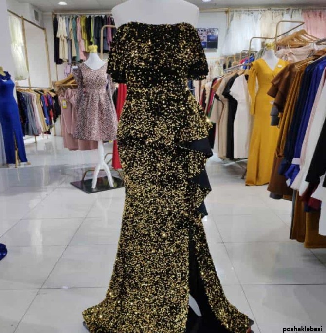 مدل لباس مجلسی طلایی