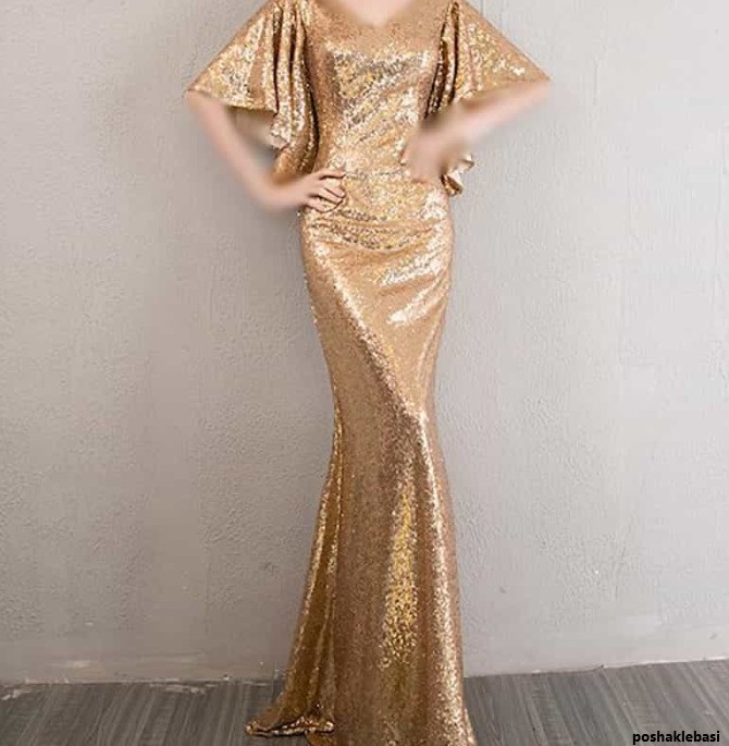 مدل لباس مجلسی طلایی