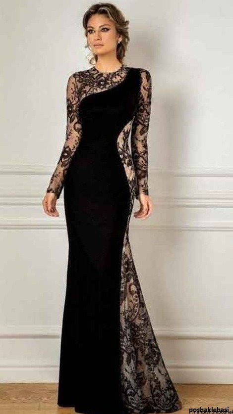 مدل لباس مجلسی بلند گیپور دار