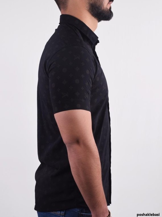 مدل پیراهن مشکی مردانه استین کوتاه