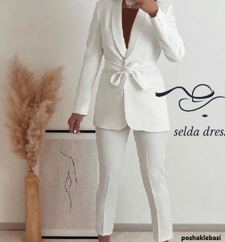 مدل کت و شلوار سفید زنانه مجلسی