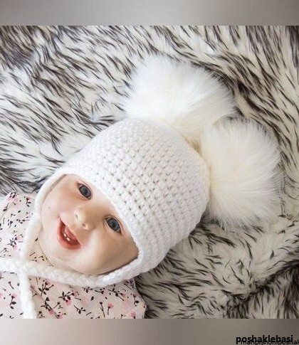 مدل کلاه بافت نوزاد دخترانه