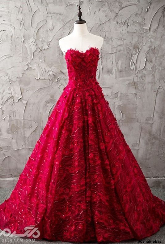 مدل لباس مجلسی بلند قرمز جدید