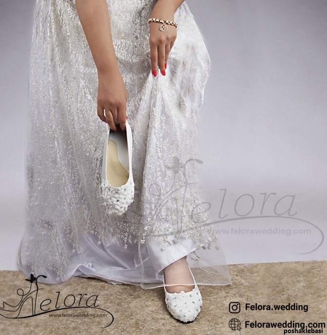 مدل جدید کفش عروس بدون پاشنه