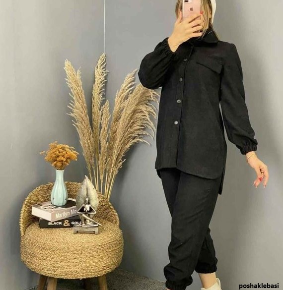 مدل کت و شلوار زنانه با پارچه مخمل کبریتی