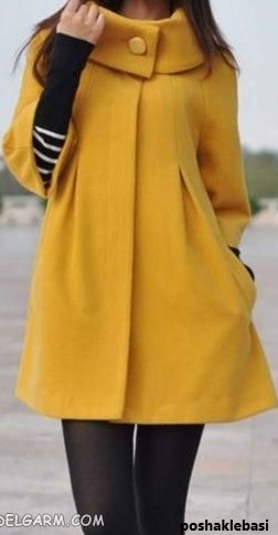 مدل پالتو دخترانه زرد رنگ