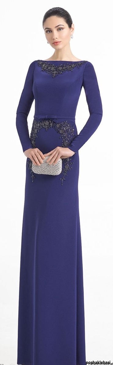 مدل لباس بلند گیپور آستین دار