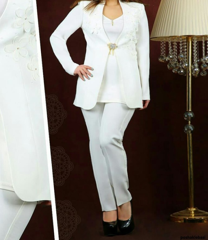 مدل کت و شلوار سفید زنانه مجلسی