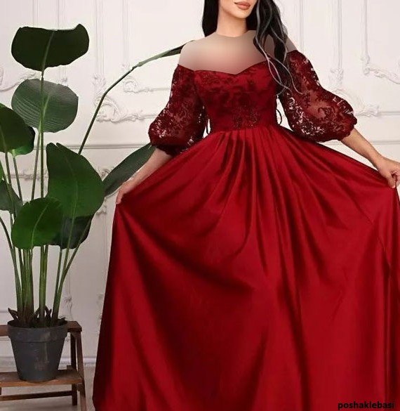 مدل لباس مجلسی عروسکی با گیپور