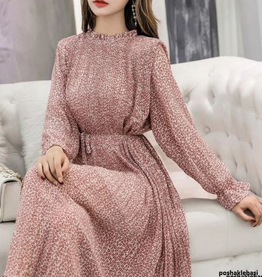 مدل لباس بلند گیپور آستین دار