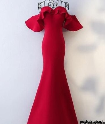 مدل لباس مجلسی با پارچه لمه و گیپور