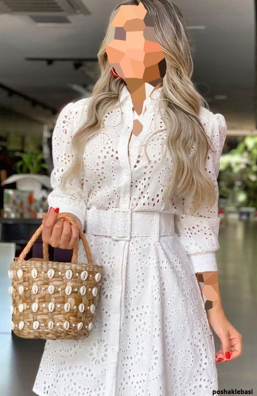 مدل لباس با پارچه خامه دوزی سفید