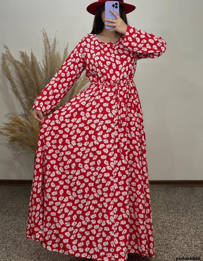 مدل لباس مجلسی زنانه با پارچه طرح دار