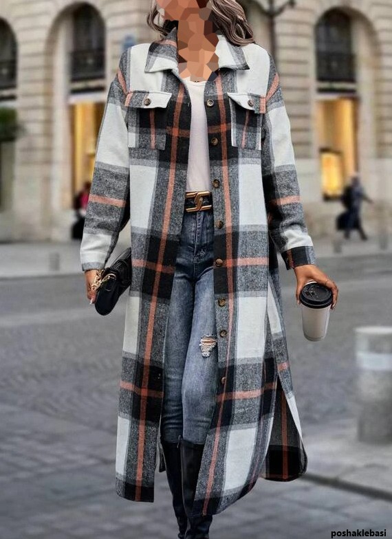 مدل پالتو زنانه با پارچه چهارخونه