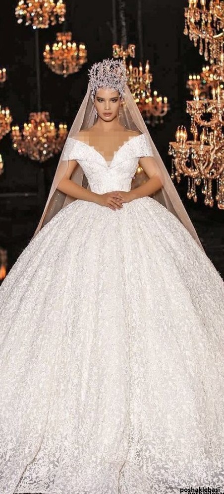 مدل لباس عروس تور دنباله دار